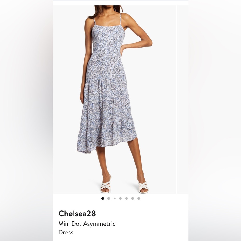 Chelsea28 Mini Dot Asymmetric Dress, Size XS